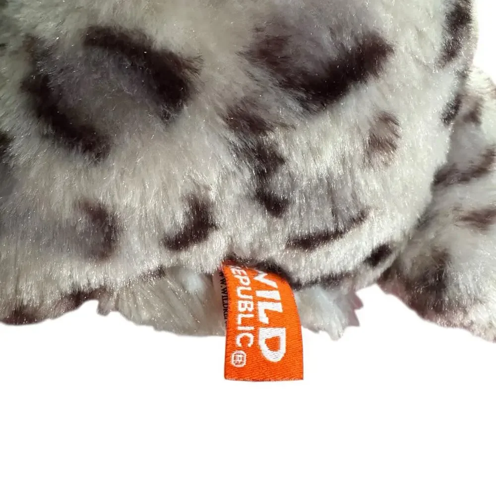 Wild Republic Snow Leopard Plush 12” Gray Black Spotted Big Cat Blue Eyes Kids